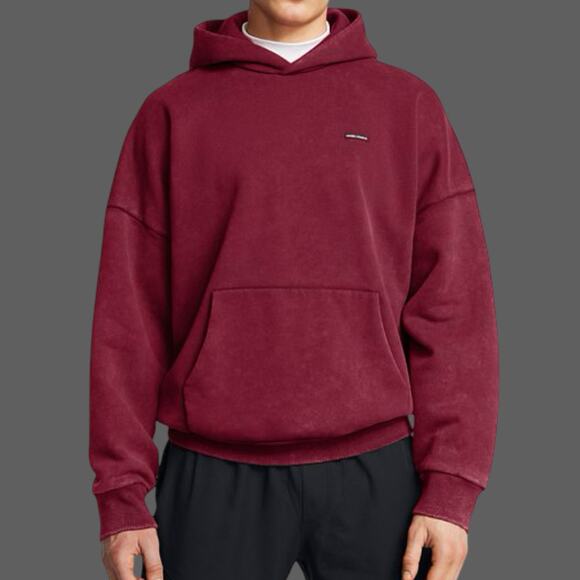 Under Armour Icon Heavyweight Fleece Wash Men's Oversized Hoodie L NWT Cardinal - Picture 7 of 8